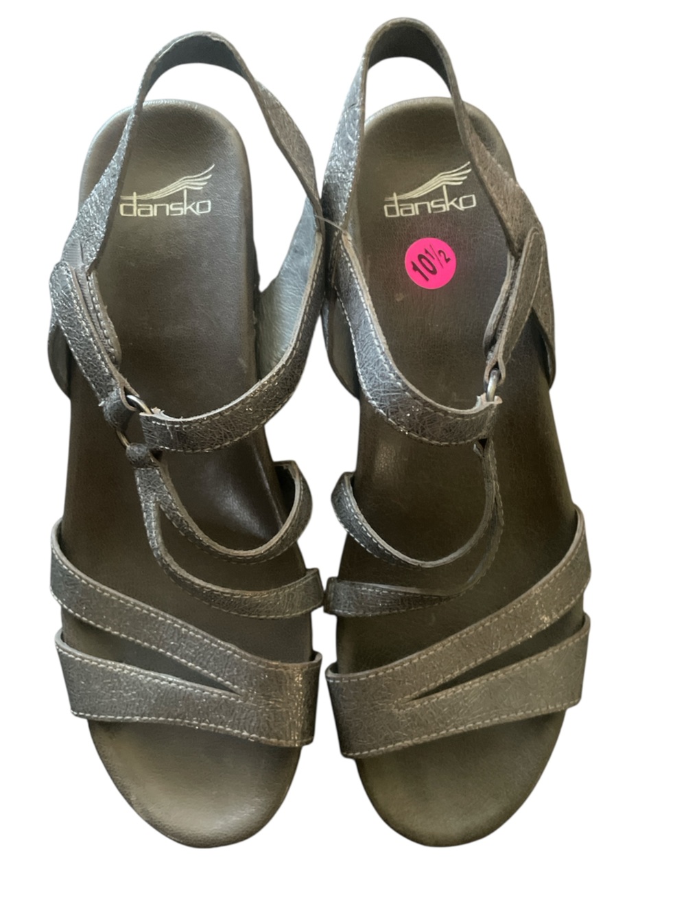 Dansko Addyson Wedge Sandal size 41/10.5 NEW metallic grey